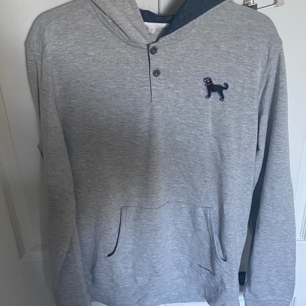 The Black Dog Gray Hooded Pullover with Dog Patch